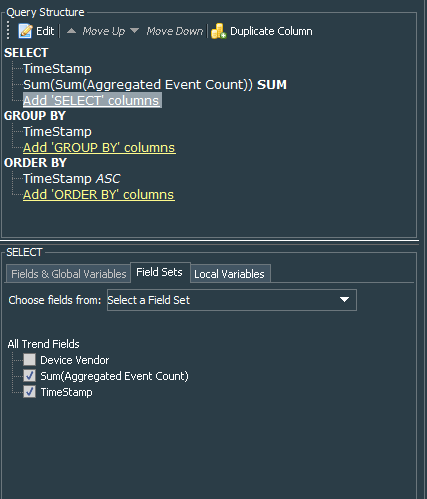 Query Events Trend Fields