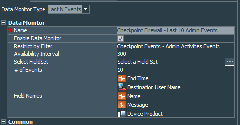 Last 10 Admin Events Data Monitor