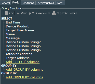 Admin Actions Query Fields