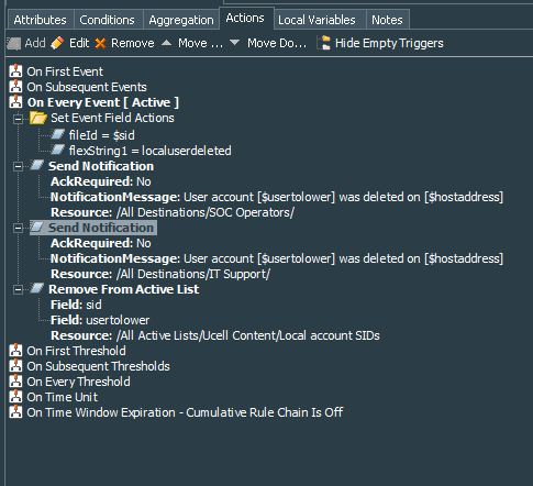 Local User Removed From the Group Rule 1 Actions
