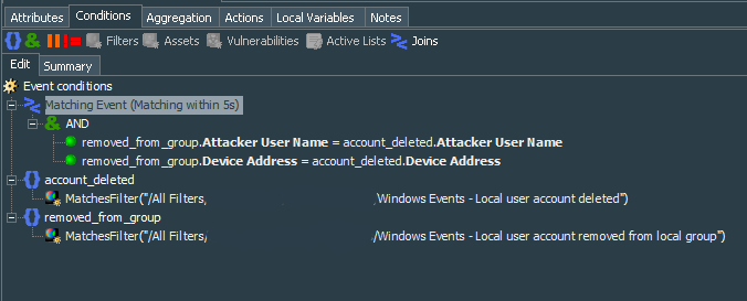 Local User Deleted from the Group Rule 1 Conditions