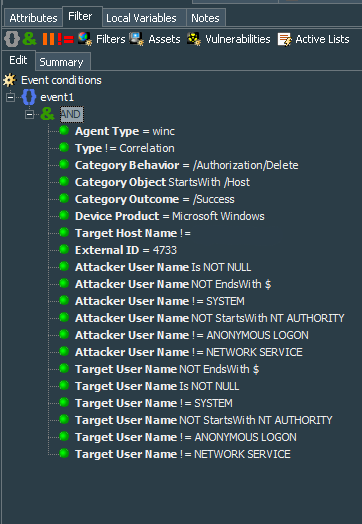 Local User Removed from the Group Filter 1 Conditions