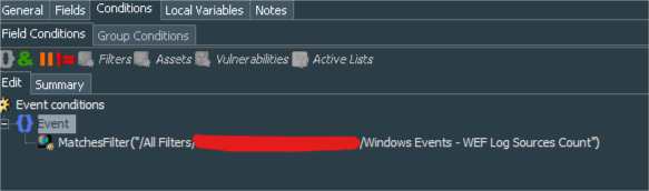 WEF Log Sources Query Conditions
