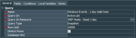 Windows Events - 1 day stale host Query General