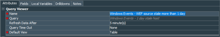 Windows Events - WEF source stale more than 1 day Query Viewer Attributes