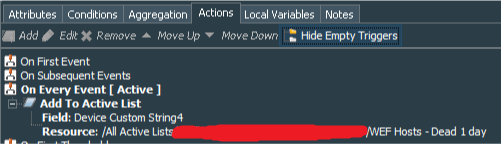 Windows Events - 1 day stale WEF host detected Rule Action