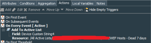 Windows Events - 7 day stale WEF host detected Rule Action