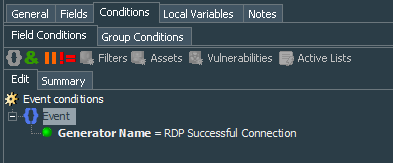 RDP Connection Query Conditions
