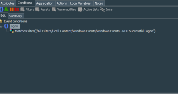 RDP Connection Rule Conditions